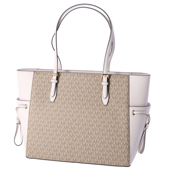 Michael Kors Gilly Large Drawstring Zip Tote Light Cream MK Signature Miami - Picture 8 of 8